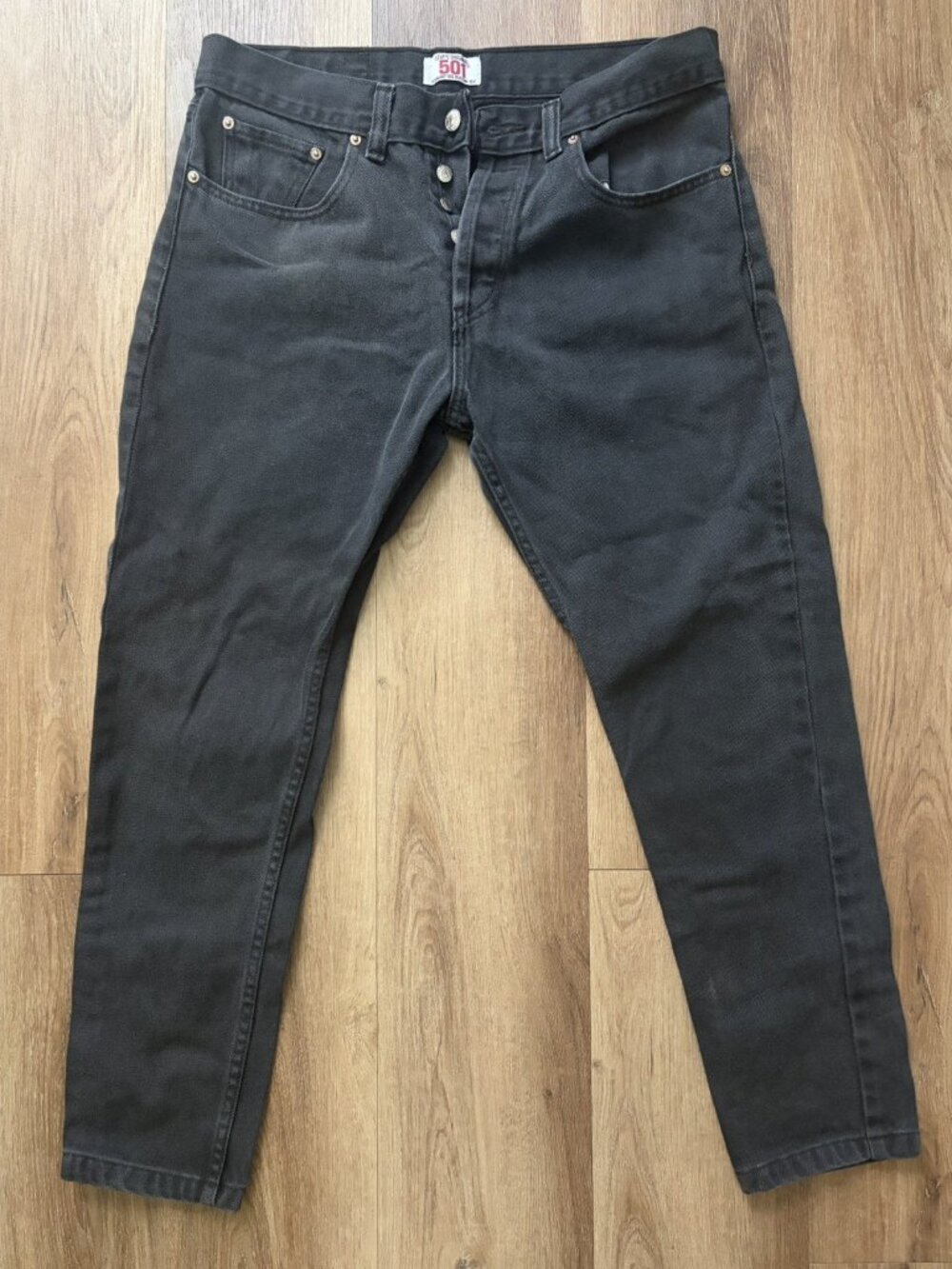 Vintage Levis 501 Original Straight Leg Button Fly Jeans Mens 34x32 Black Denim